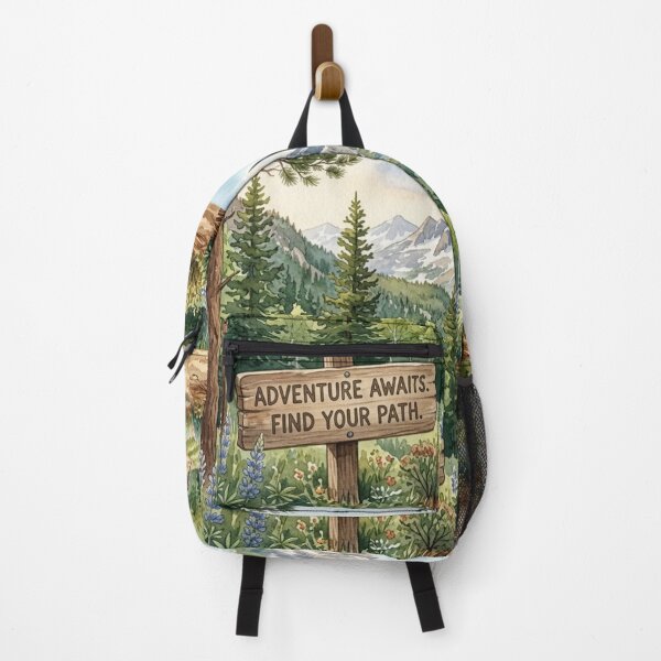 Item preview, Adventure Awaits Find Your Path - Watercolor Mountain Hiking designed and sold by DreamyBrushArt.