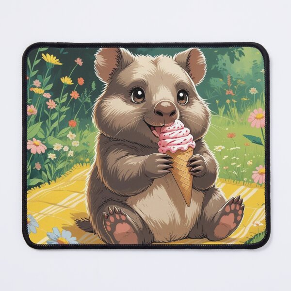 Item preview, Cute Kawaii Wombat Eating Ice Cream Cone designed and sold by Uniquely Yours.