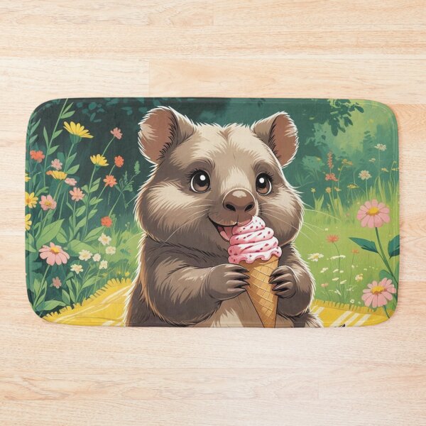 Item preview, Cute Kawaii Wombat Eating Ice Cream Cone designed and sold by Uniquely Yours.