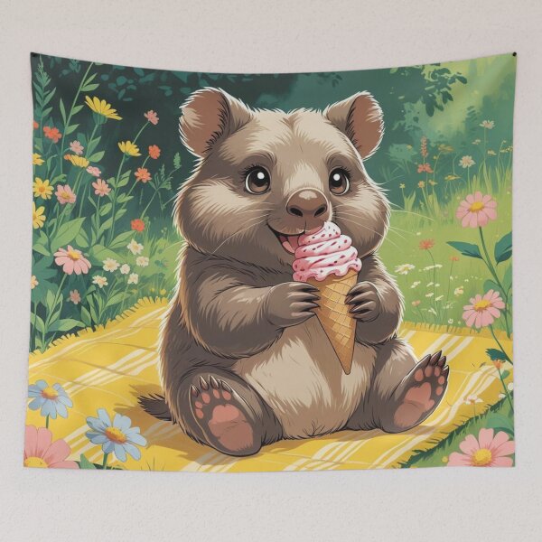 Item preview, Cute Kawaii Wombat Eating Ice Cream Cone designed and sold by Uniquely Yours.