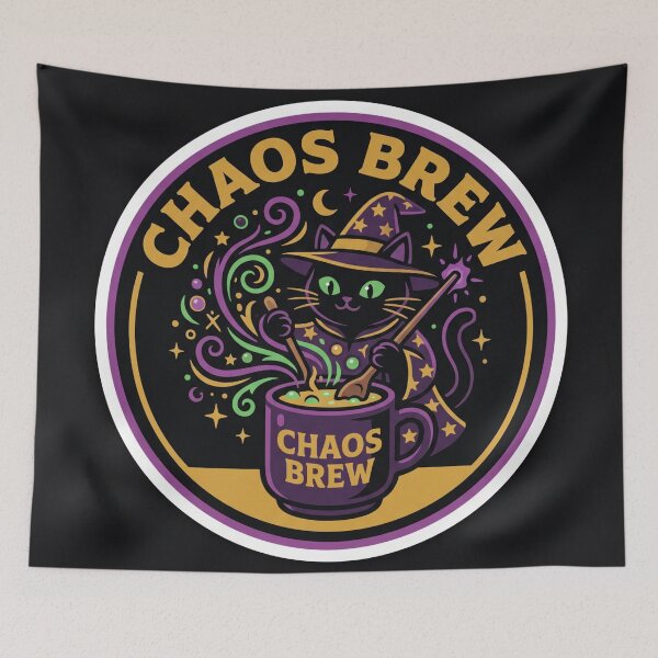 Item preview, Chaos Brew Witch Cat Cauldron designed and sold by Illustration Rk.