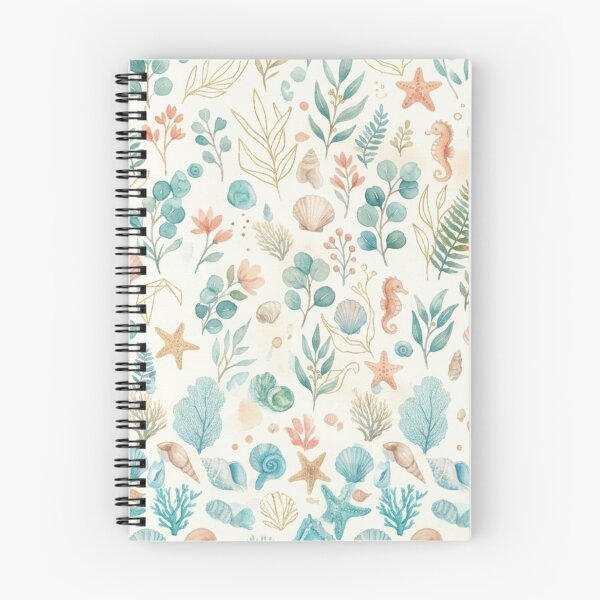 Item preview, Ocean Seashells & Eucalyptus Seamless Watercolor Pattern designed and sold by DreamyBrushArt.