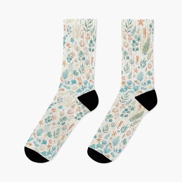 Item preview, Ocean Seashells & Eucalyptus Seamless Watercolor Pattern designed and sold by DreamyBrushArt.