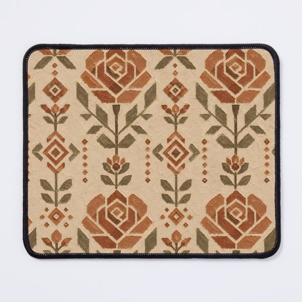 Item preview, Geometric Rose Earthy Boho Folk Tapestry Pattern designed and sold by ChubbyGoong.