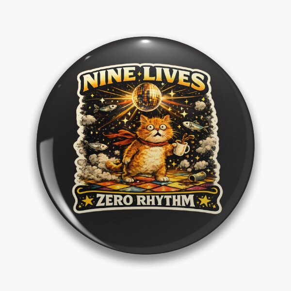 Item preview, Nine Lives Zero Rhythm Funny Disco Cat designed and sold by MustHaveVibes.