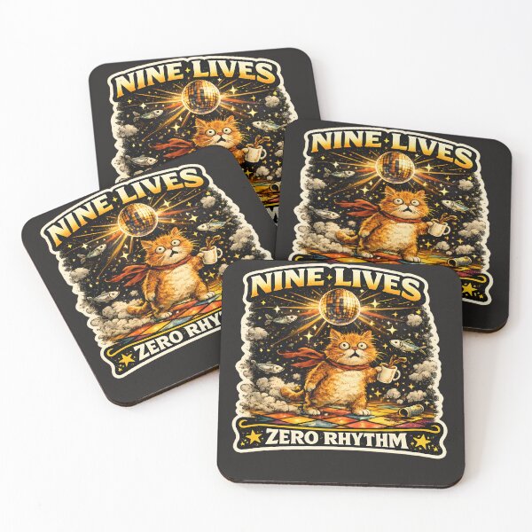 Item preview, Nine Lives Zero Rhythm Funny Disco Cat designed and sold by MustHaveVibes.