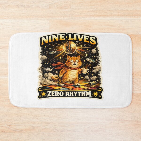 Item preview, Nine Lives Zero Rhythm Funny Disco Cat designed and sold by MustHaveVibes.