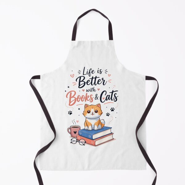 Item preview, Life Is Better with Books & Cats | Cute Cat Reading Lover Illustration designed and sold by Sondosyazanart.