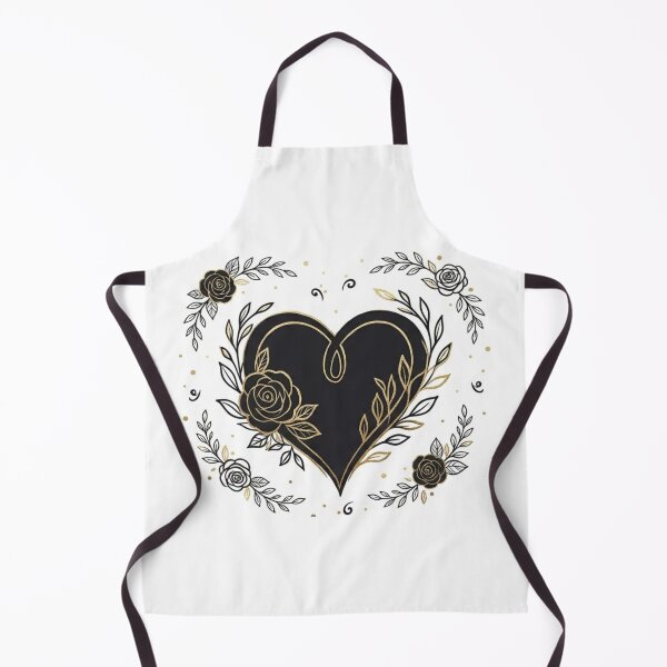 Item preview, Elegant Black and Gold Floral Heart with Roses Illustration designed and sold by DreamyBrushArt.