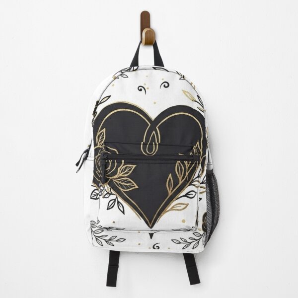 Item preview, Elegant Black and Gold Floral Heart with Roses Illustration designed and sold by DreamyBrushArt.
