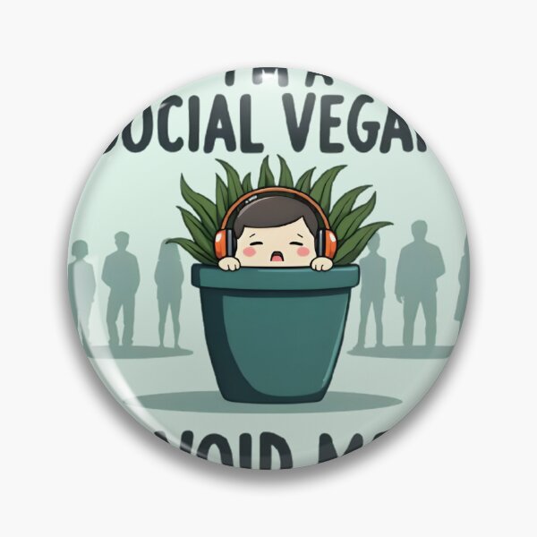 Item preview, Social Vegan: I Avoid Meet - Introvert Hiding In A Plant With Headphones designed and sold by Trevor Cutler.