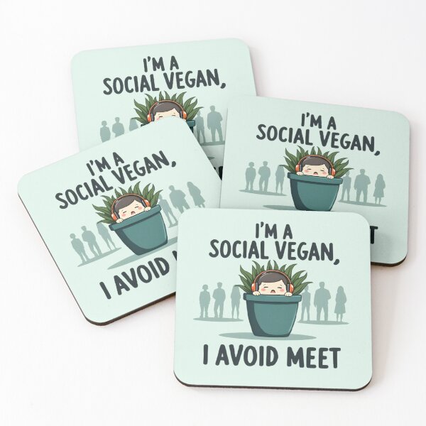 Item preview, Social Vegan: I Avoid Meet - Introvert Hiding In A Plant With Headphones designed and sold by Trevor Cutler.