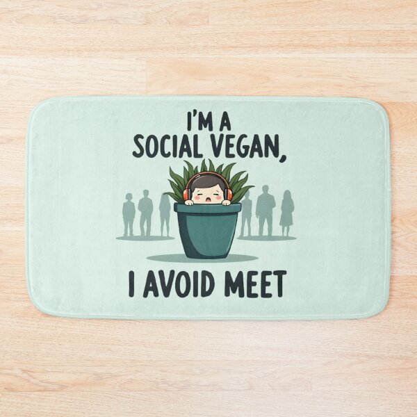 Item preview, Social Vegan: I Avoid Meet - Introvert Hiding In A Plant With Headphones designed and sold by Trevor Cutler.