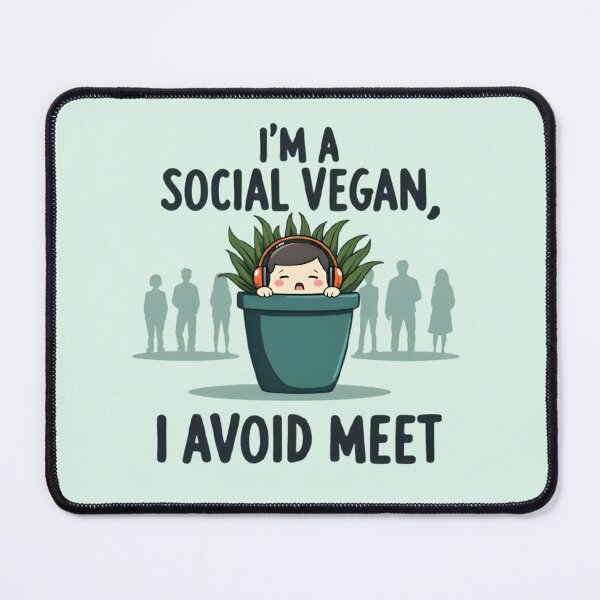 Item preview, Social Vegan: I Avoid Meet - Introvert Hiding In A Plant With Headphones designed and sold by Trevor Cutler.