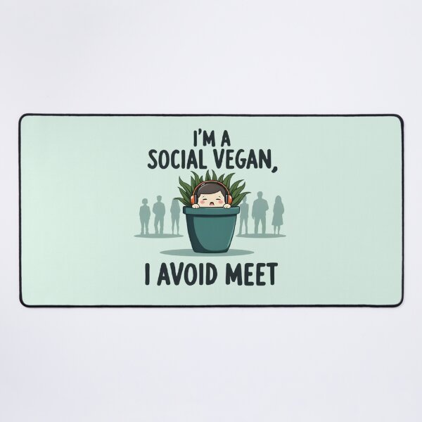 Item preview, Social Vegan: I Avoid Meet - Introvert Hiding In A Plant With Headphones designed and sold by Trevor Cutler.