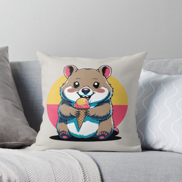 Item preview, Cute Chibi Wombat Eating Ice Cream designed and sold by Uniquely Yours.