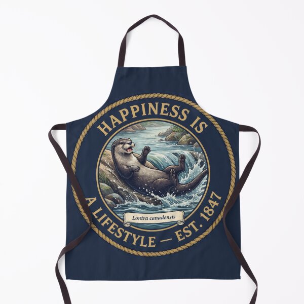 Item preview, Happiness Is a Lifestyle River Otter Humor Badge designed and sold by CalmCapy Co.