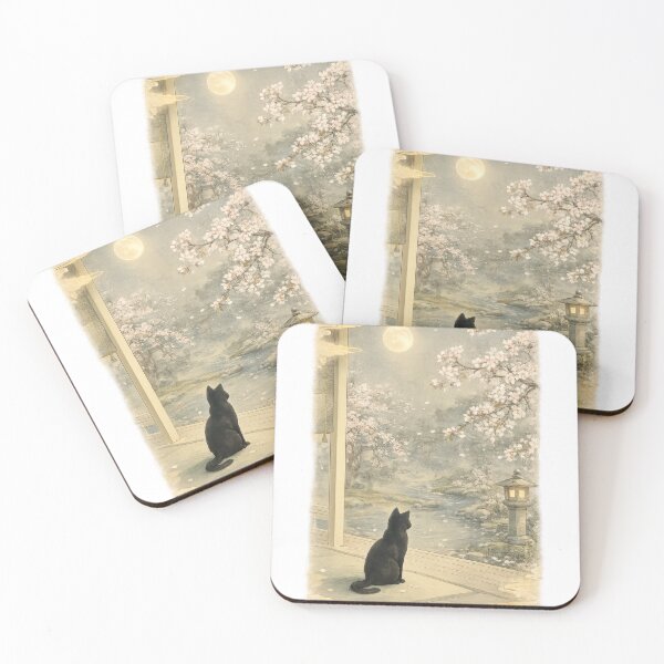 Item preview, Heian Cat Beneath the Cherry Blossoms designed and sold by YamatoCatStudio.