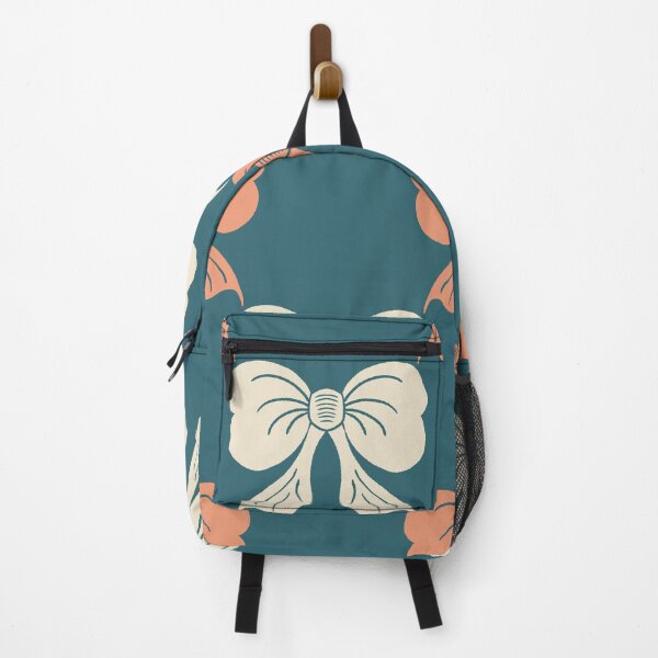 Item preview, Large Coquette Bow Trellis Pattern Teal Peach Blush designed and sold by DColourMuse.