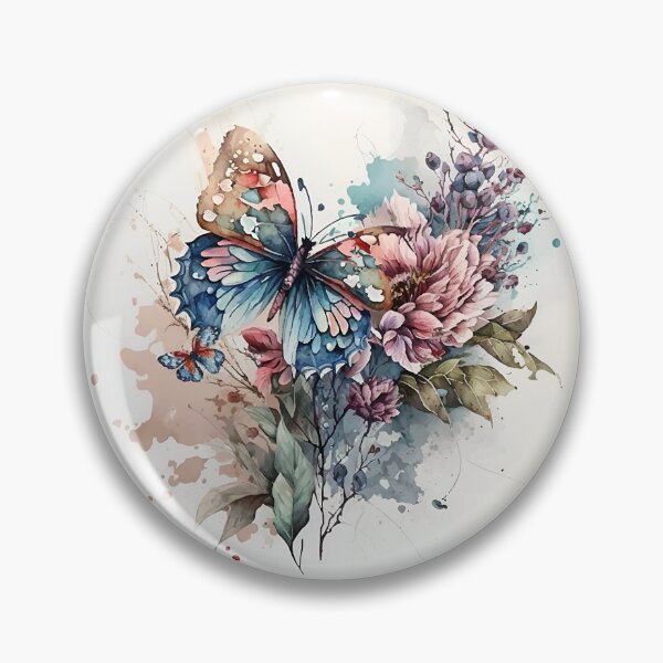 Item preview, Dreamy Blue Butterfly and Pink Peony Bouquet designed and sold by VibeShift Studio.