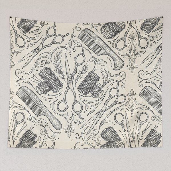Item preview, Hairdresser Vintage Tools Engraving Scissors Combs Hair Rollers designed and sold by SplashTastic.