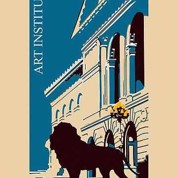 "Art institute Chicago retro" Art Board Print for Sale by aapshop