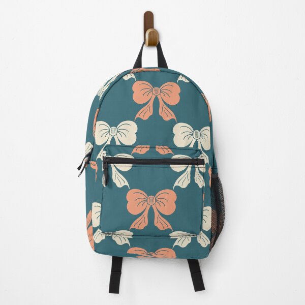 Item preview, Medium Coquette Bow Trellis Pattern Teal Peach Blush designed and sold by DColourMuse.