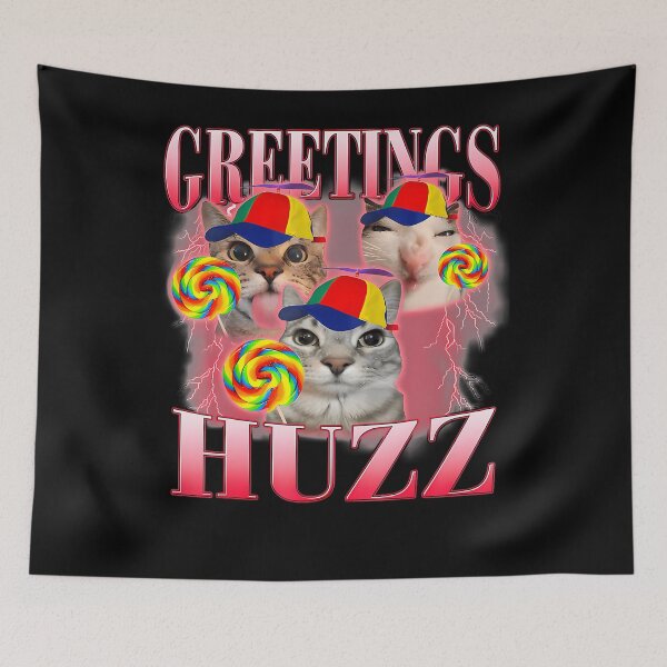 Item preview, Cat Meme Greetings Huzz Funny Cat Meme Bootleg designed and sold by Apparel-Vortex.