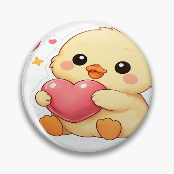 Item preview, Cute Duck Holding Heart Sticker | Kawaii Yellow Duck Love Cartoon | Adorable Chick Valentine Gift designed and sold by Kanvasly.