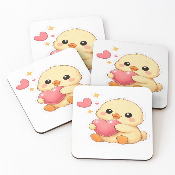 Item preview, Cute Duck Holding Heart Sticker | Kawaii Yellow Duck Love Cartoon | Adorable Chick Valentine Gift designed and sold by Kanvasly.