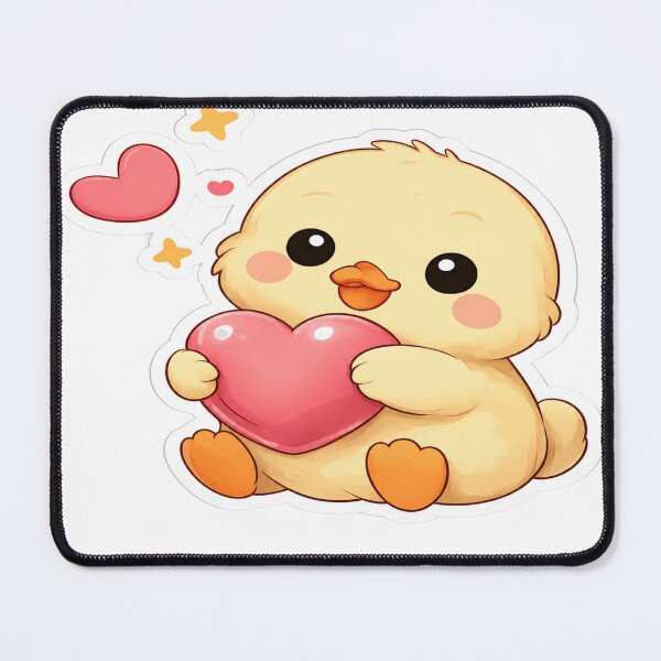 Item preview, Cute Duck Holding Heart Sticker | Kawaii Yellow Duck Love Cartoon | Adorable Chick Valentine Gift designed and sold by Kanvasly.