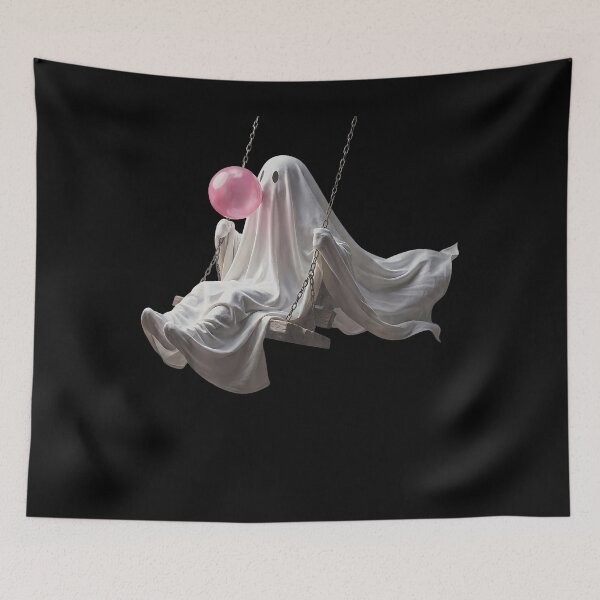 Item preview, Cute Ghost On Swing Funny Halloween Ghost Bubble Gum designed and sold by Apparel-Vortex.