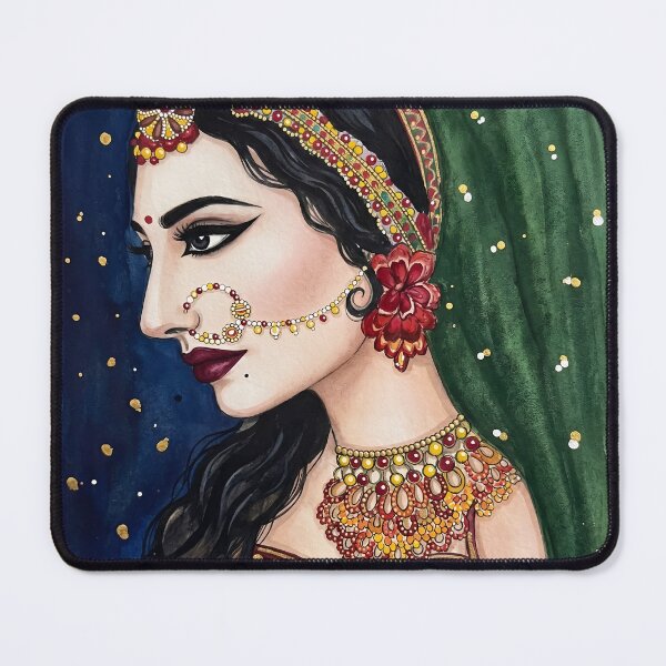 Item preview, Indian Traditional Bride Portrait Art | Rajasthani Bridal Jewelry Illustration | Elegant Desi Woman Painting designed and sold by Bhaskar Digital Art.