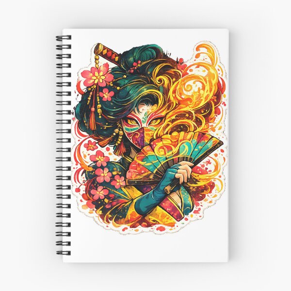 Item preview, Fiery Geisha Kunoichi - Japanese Folding Fan Samurai designed and sold by Jaideep Walia.