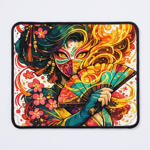 Item preview, Fiery Geisha Kunoichi - Japanese Folding Fan Samurai designed and sold by Jaideep Walia.