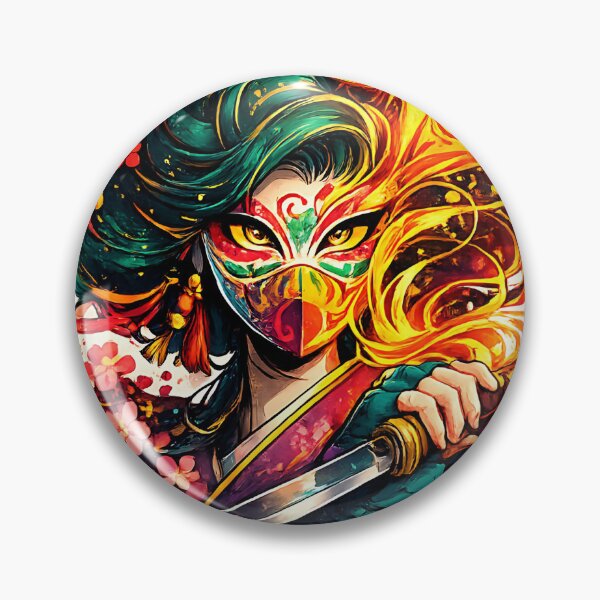 Item preview, Masked Kunoichi Samurai - Fiery Ninja Warrior Girl  designed and sold by Jaideep Walia.