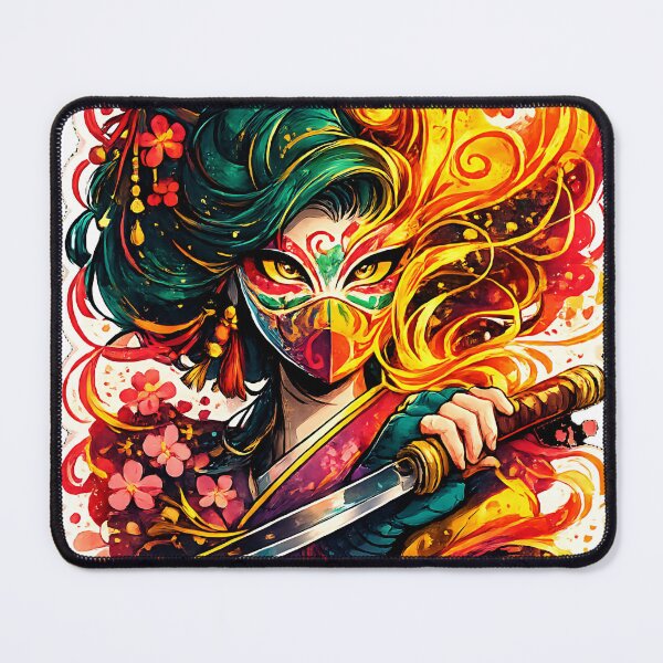 Item preview, Masked Kunoichi Samurai - Fiery Ninja Warrior Girl designed and sold by Jaideep Walia.