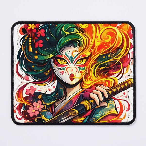 Item preview, Fiery Kunoichi Katana Warrior - Japanese Kabuki Samurai designed and sold by Jaideep Walia.