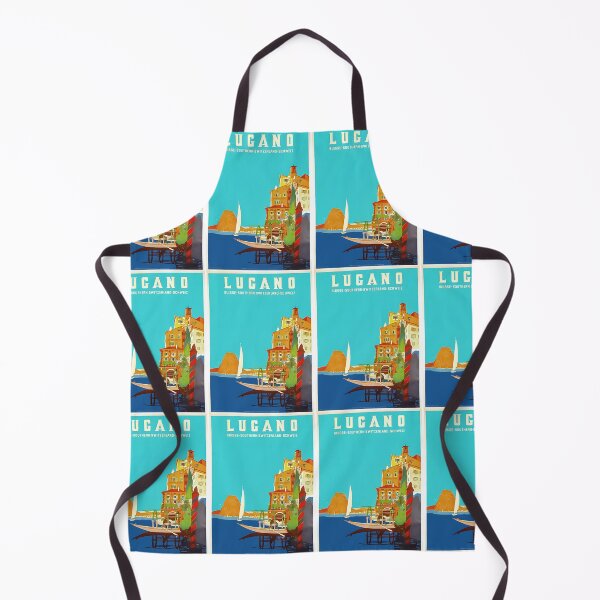 Item preview, Lugano Switzerland 1950 Vintage Travel Poster designed and sold by JonnaHurmerinta.
