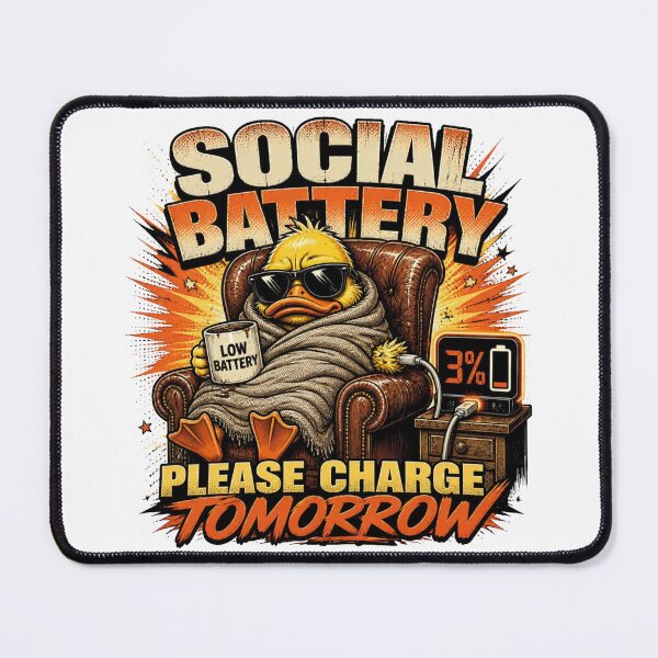 Item preview, Social Battery Please Charge Tomorrow Funny Introvert Duck designed and sold by Cavalier-org.