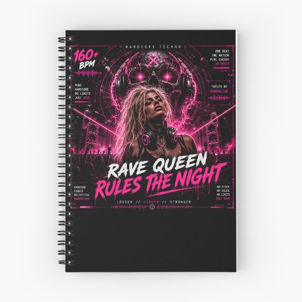 Artikelvorschau, Rave Queen Rules the Night – Neon Pink Hardcore Techno Artwork entworfen und verkauft von Peter Kaul.