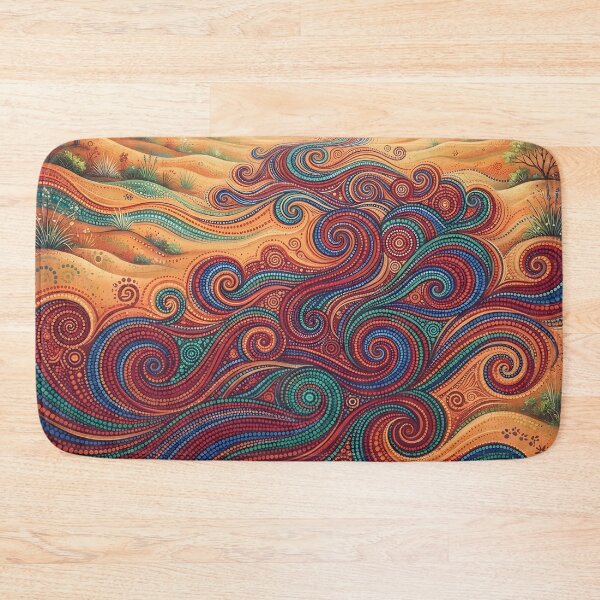Item preview, Australian Dreaming River | Aboriginal Dot Art Desert Landscape designed and sold by GrinGalore.