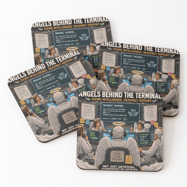 Item preview, Angels Behind the Terminal – Heavenly Tech Support Wall Art designed and sold by FindYouByZ.