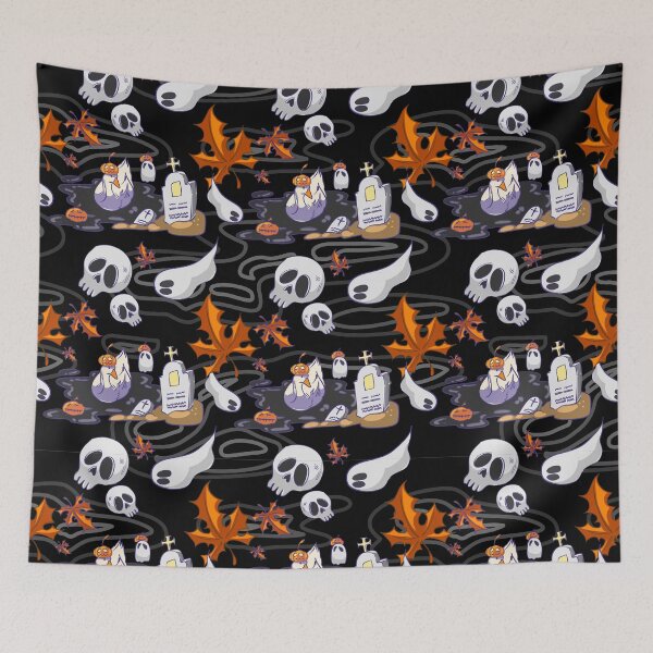 Item preview, Dark Gothic Halloween Cemetery Duck Seamless Pattern designed and sold by zanaxxer.