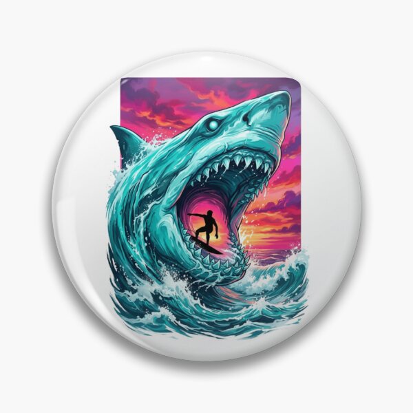 Item preview, Surfer Shark Wave – Turquoise Sunset Fantasy Tee designed and sold by Artify24.