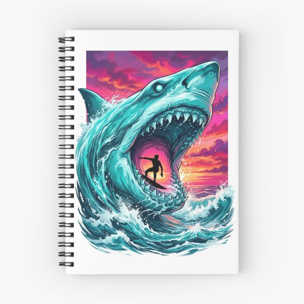 Item preview, Surfer Shark Wave – Turquoise Sunset Fantasy Tee designed and sold by Artify24.