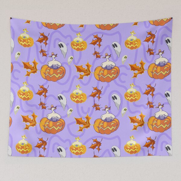 Item preview, Cute Halloween Duck and Jack-O-Lantern Seamless Pattern designed and sold by zanaxxer.