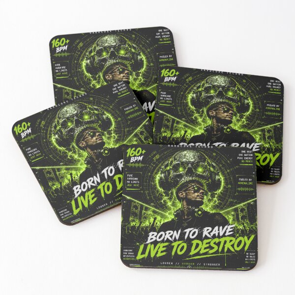 Item preview, Born to Rave – Live to Destroy | Neon Green Hardcore Techno Artwork designed and sold by Peter Kaul.