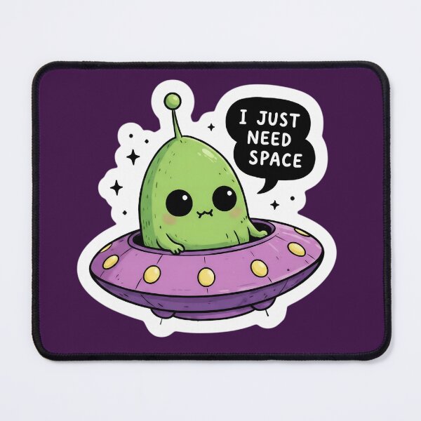 Item preview, UFO Funny Inappropriate I Just Need Space Cute Alien Sticker | Funny Kawaii UFO Cartoon Design designed and sold by Bhaskar Digital Art.