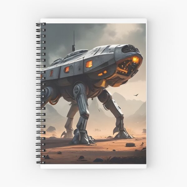 Item preview, UFO Futuristic Walking Robot Tank in Desert | Sci-Fi Mech Warrior Art designed and sold by Bhaskar Digital Art.